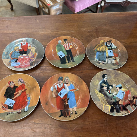 Set of 6 Tuscan storefronts plates