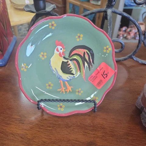 Rooster Decor Plate w/Stand