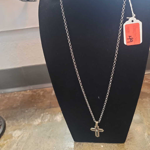 Antiqued Two Tone Radiating Cross necklace