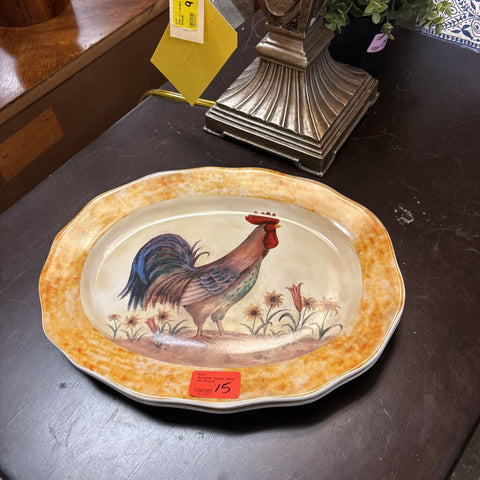 Rooster Decor Plate W/ Stand