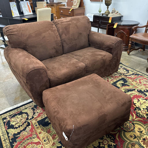 Brown Sofa with Ottoman