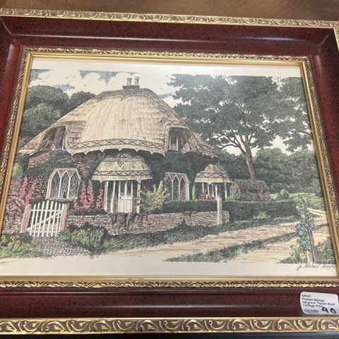 Framed Michael Hargrove Thatch Roof Cottage Print