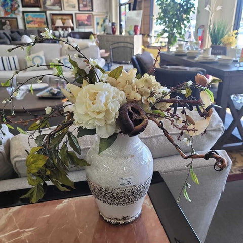 Pottery Vase w/Floral Decor