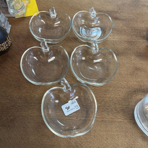 Set of 5 Glass Apple Dishes