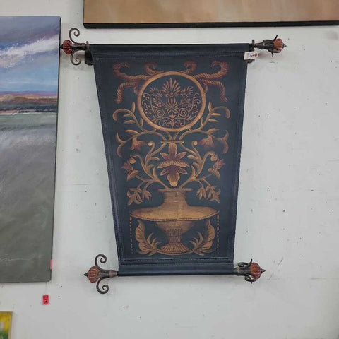Antique Iron Mounted Leather Banner W/ Hardware