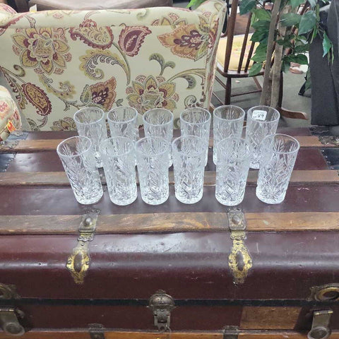 Set of 12 Cut Glass Glasses