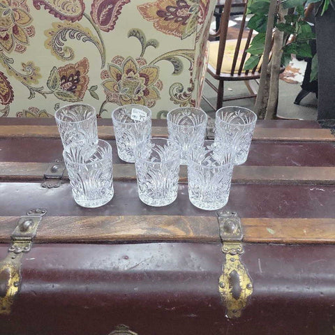 Set of 7 Cut Crystal Glasses