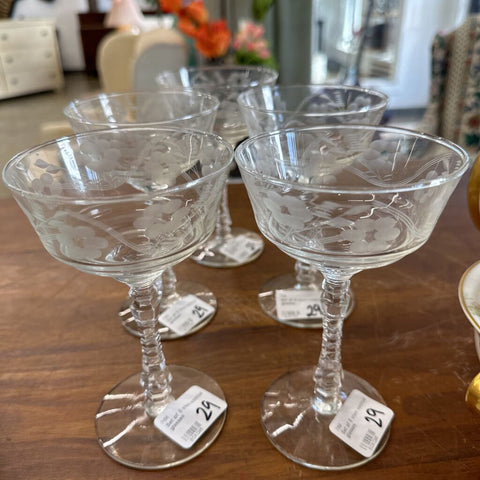 Set of 5 stem cocktail glasses