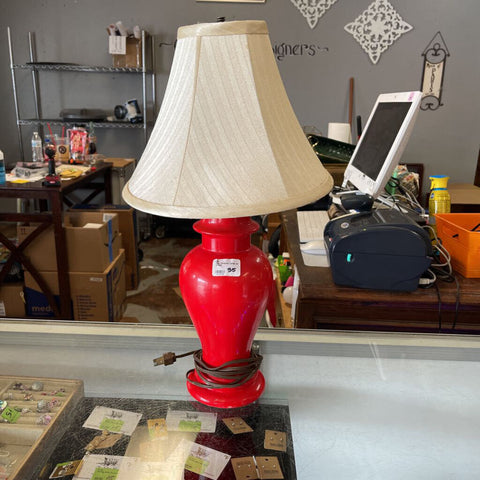 Red Ceramic Lamp w/ Shade