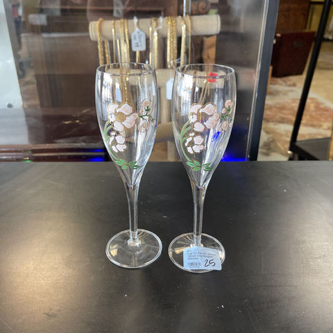 Pair of Perrier Jouets Fluted Champagne Glasses