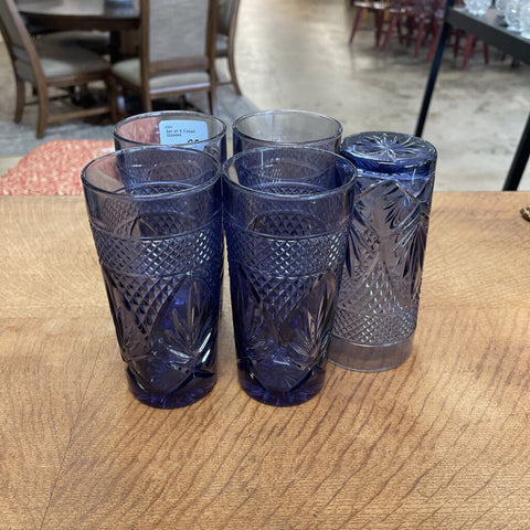 Set of 5 Cobalt Glasses