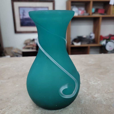 Hunter Green Satin Glass Vase