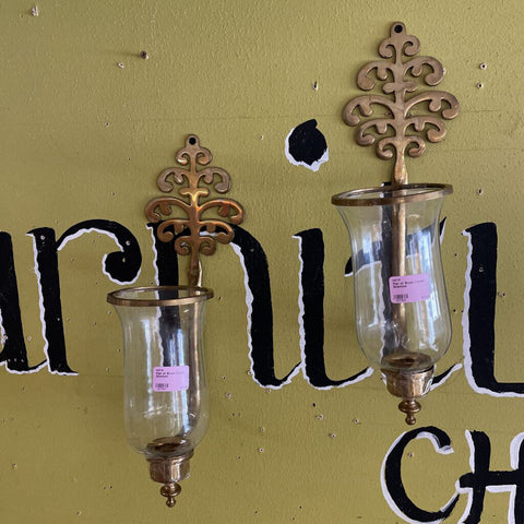 Pair of Brass Candle Sconces