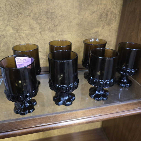 Set of 7 Tiffin Francisican "Medeira Smoke" Glasses