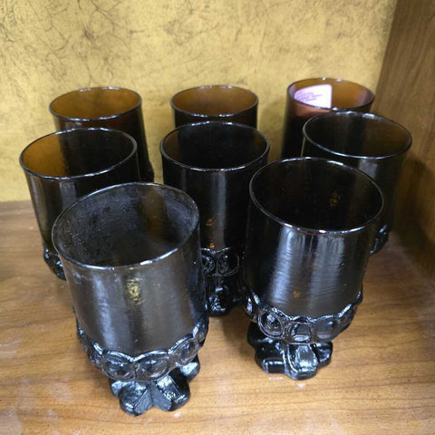 Set of 9 Tiffin Francisican "Medeira Smoke" Glasses