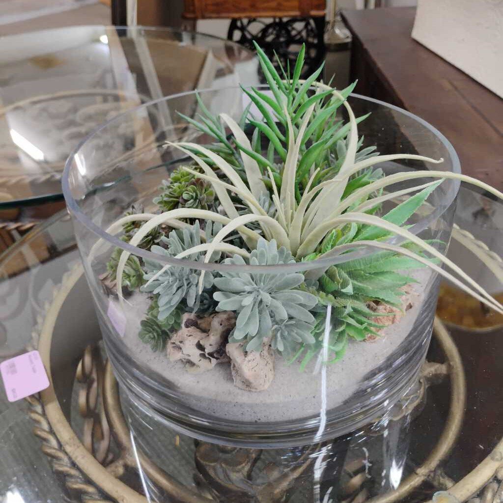 Glass Vase w/ Succulent Decor