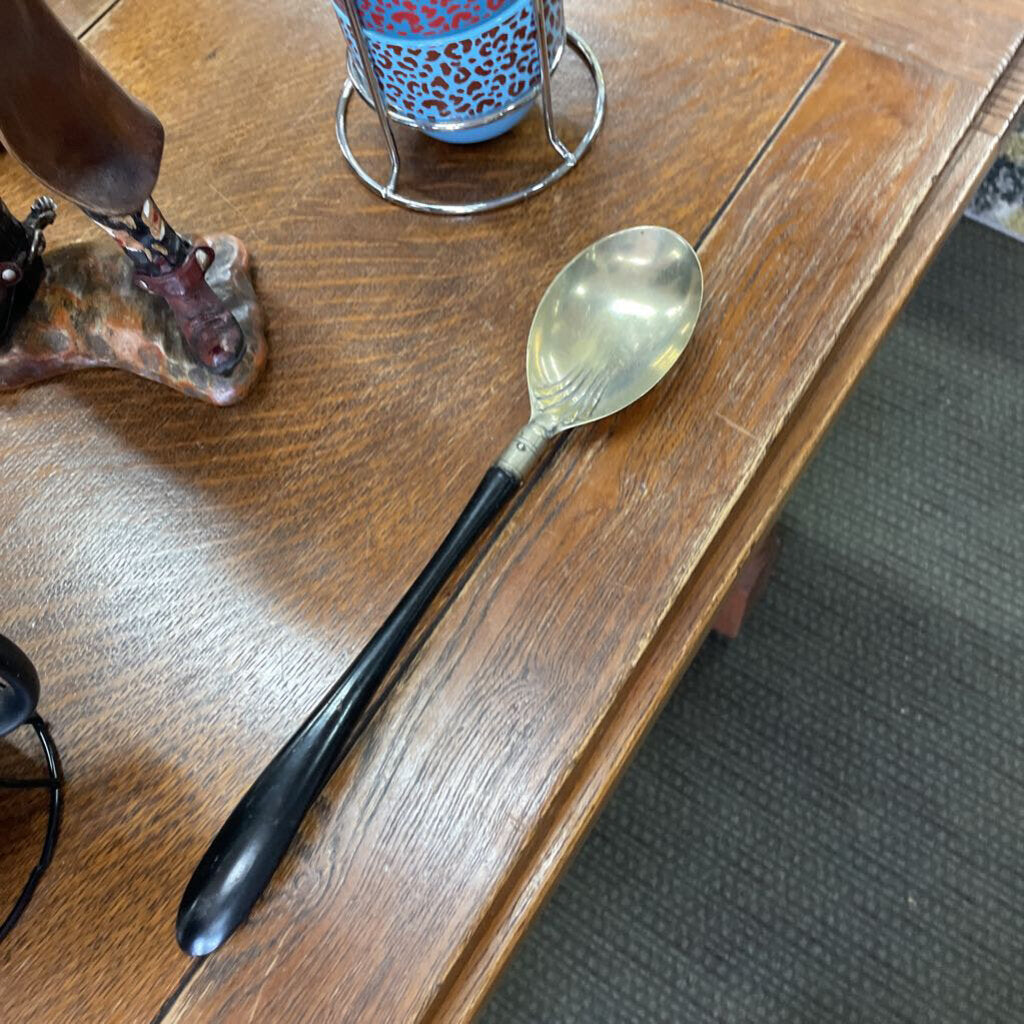 Antique Large Nickle Silver Plated Serving Spoon
