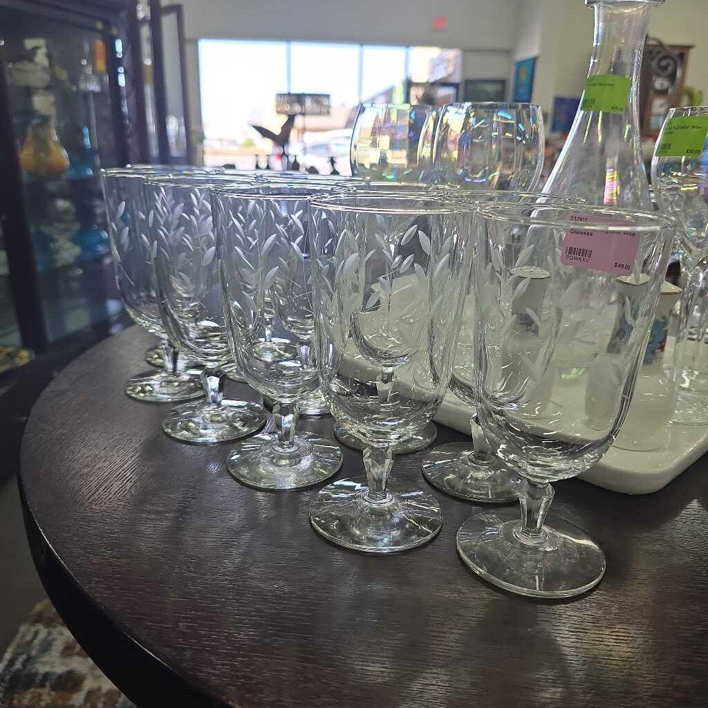Set of 10 Crystal Wine Glasses