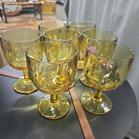 Set of 7 Amber Glasses