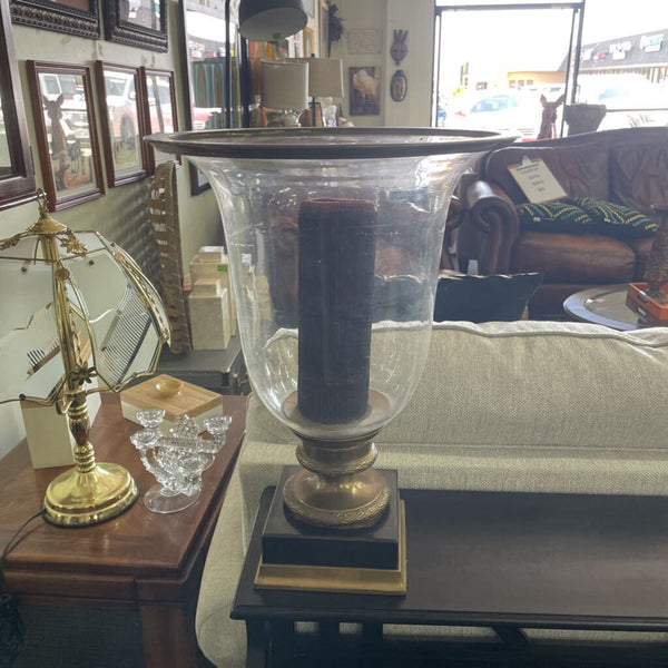 Pair of VTG Glass & Brass Candle Holders
