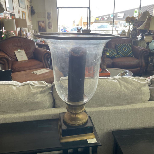 Pair of VTG Glass & Brass Candle Holders