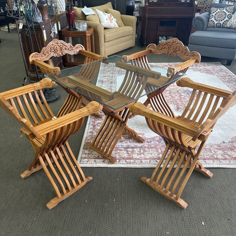 Italian Game Table w/4 Savonarola Chairs