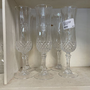 Set of 6 Vintage Crystal D'Arque Stemware