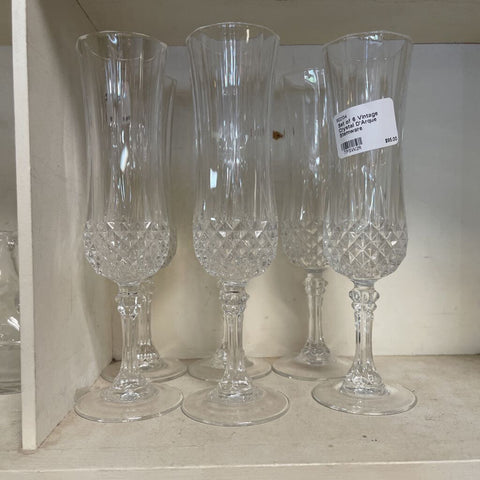 Set of 6 Vintage Crystal D'Arque Stemware