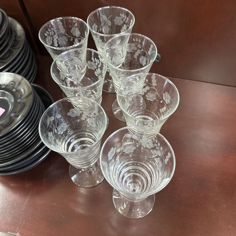 Set of 7 Crystal Wine Glasses