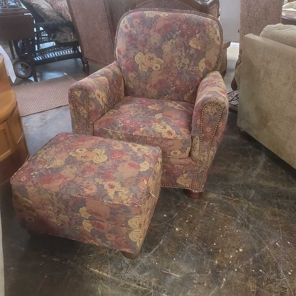 Upholstered Chair w/ Ottoman