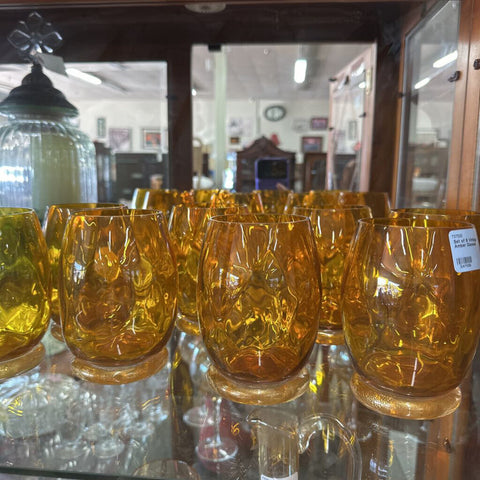 Set of 8 Vintage Amber Glasses