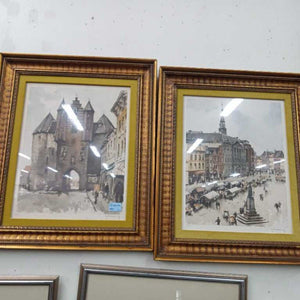 Pair of Signed Vintage Roger Hebbelinck Prints