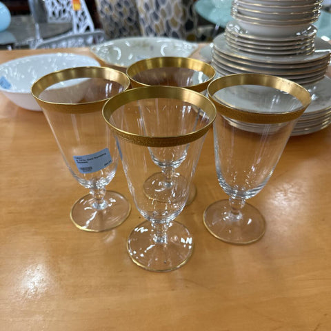 4 Tiffin Gold Rambling Glasses