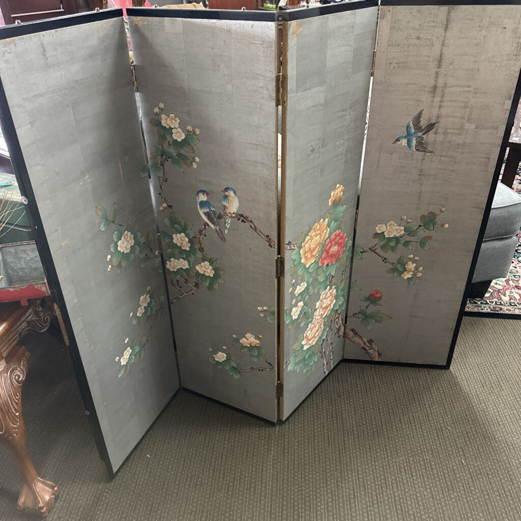 Asian Four Panel Hand Painted