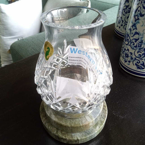 Waterford Crystal Hurricane Candle Holder w/Marble Base