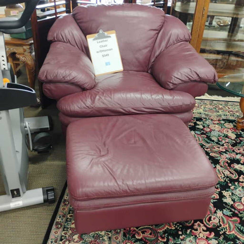 Leather Chair w/ Ottoman