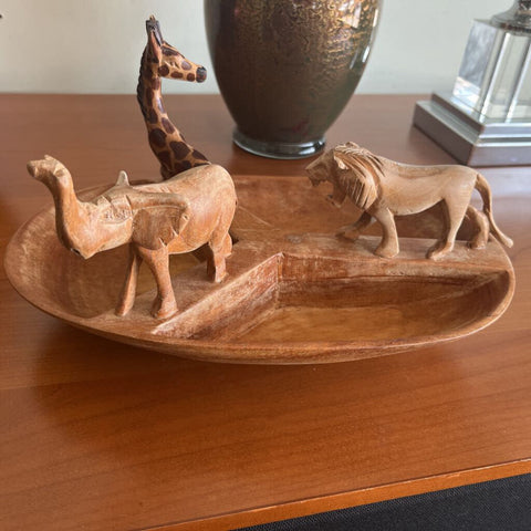 Hand Carved Wooden African Serving Dish