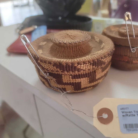 Woven Trinket Dish w/Rattle Top Lid
