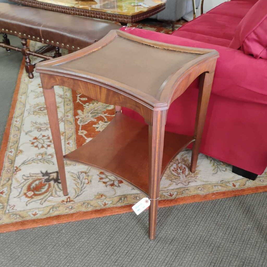 Antique Leather Top Side Table