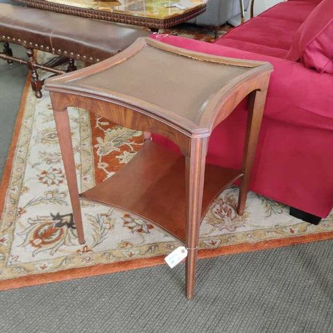 Antique Leather Top Side Table