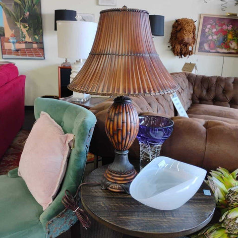 Pair of Lamps w/ Bamboo Shades