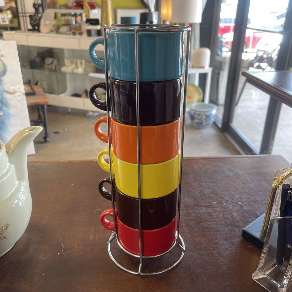 Pier1 Vintage Mugs w/ Stand