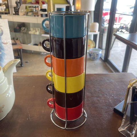 Pier1 Vintage Mugs w/ Stand