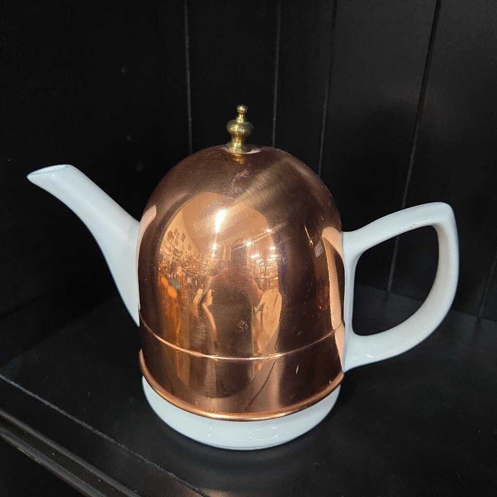 Vintage Copper and Ceramic Teapot