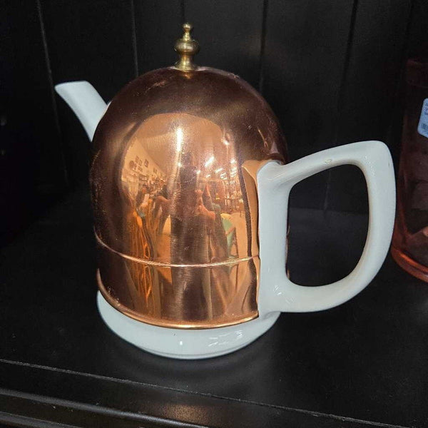 Vintage Copper and Ceramic Teapot