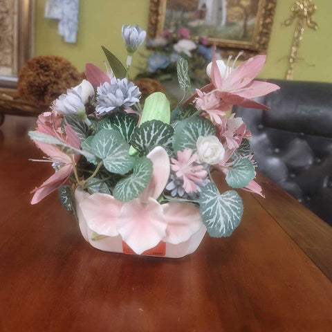 Faux Floral Decor w/ Vase