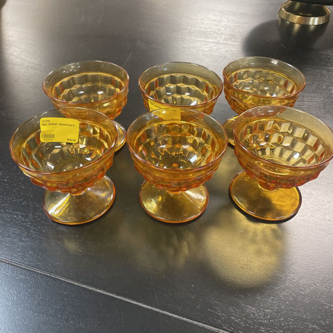 6pc Amber Glassware