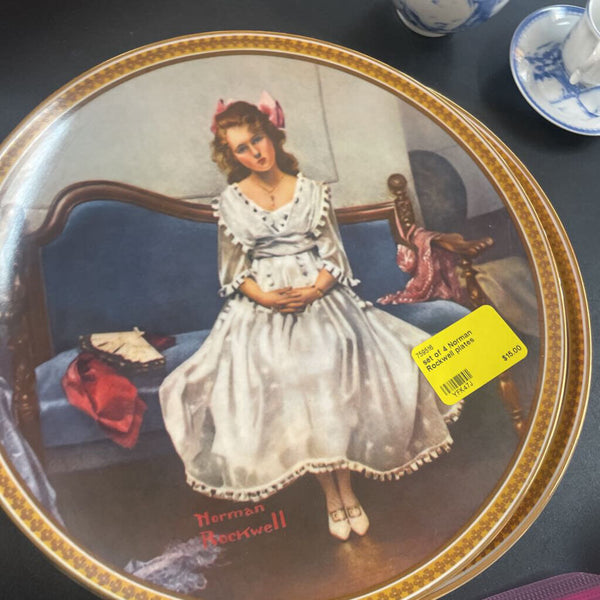 set of 4 Norman Rockwell plates