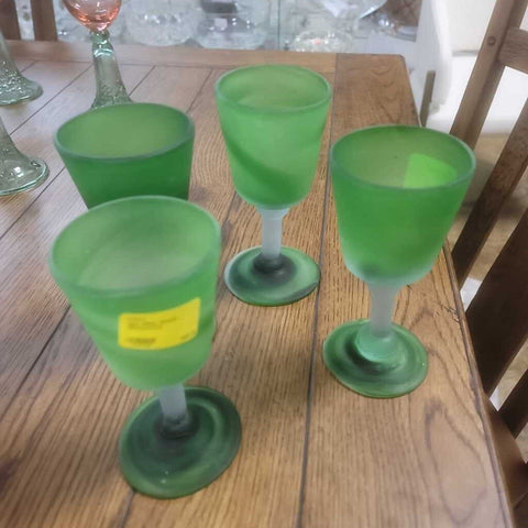 4pc Misc Green Glassware