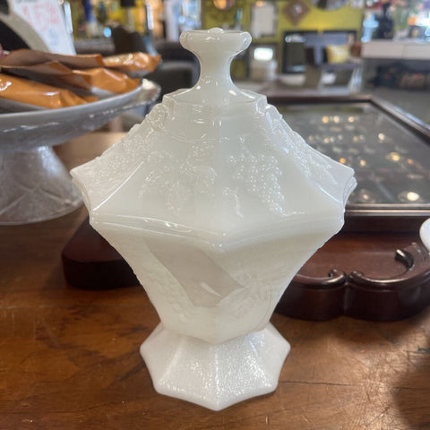 Milk Glass Candy Dish w/ Lid